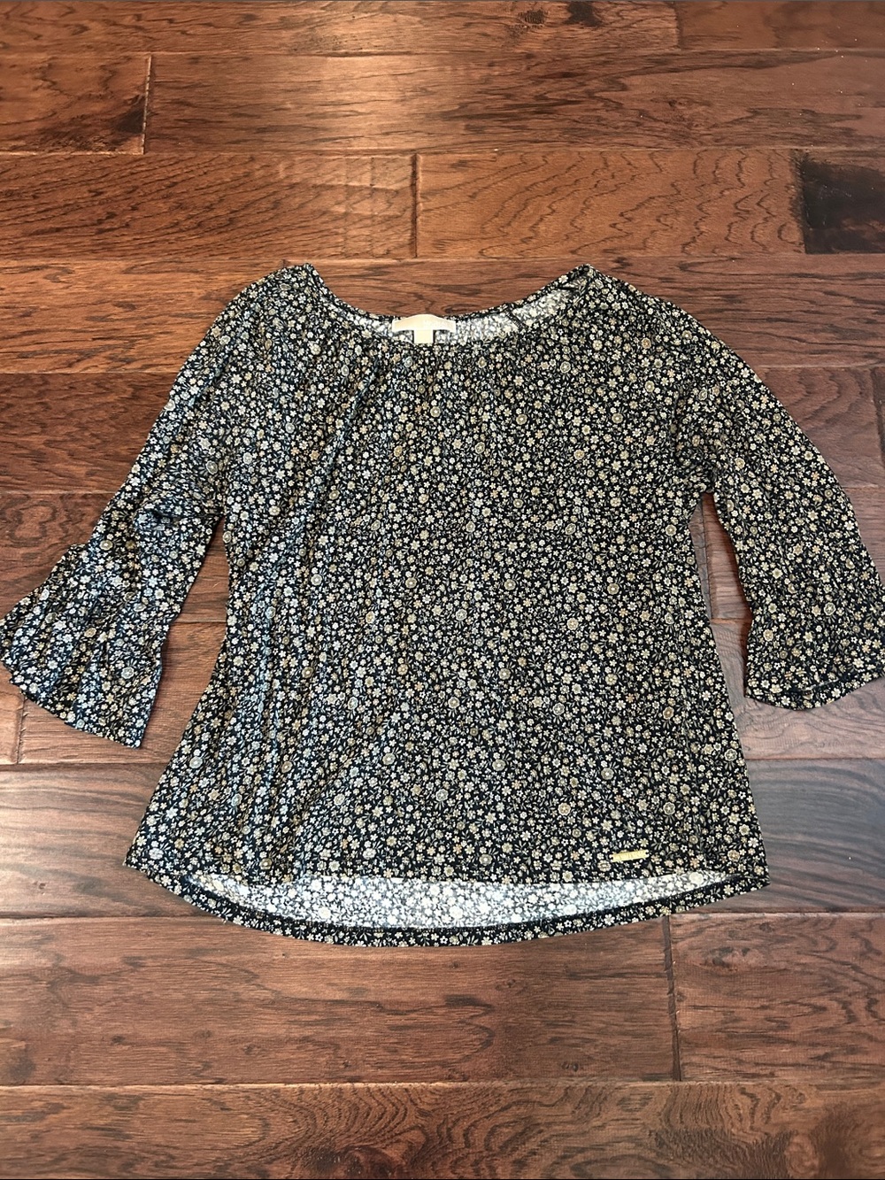 Michael Kors Black Floral Peasant Blouse
